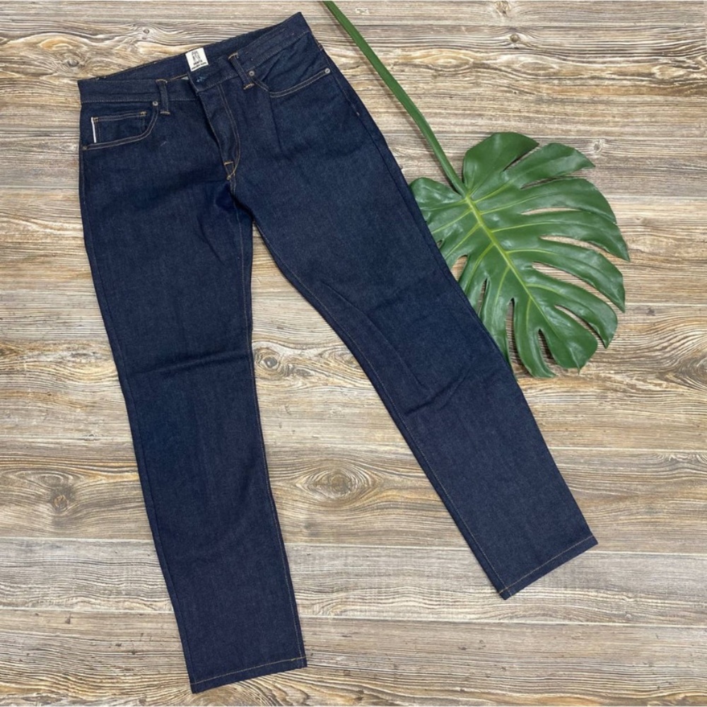 Hiroshi Kato tapered slim fit dark wash jeans
